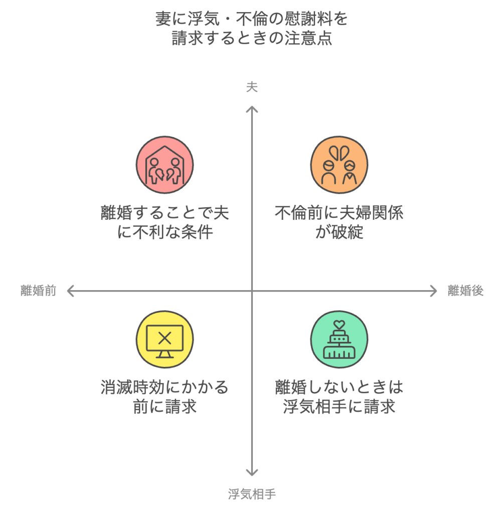 妻に浮気・不倫の慰謝料を請求するときの注意点