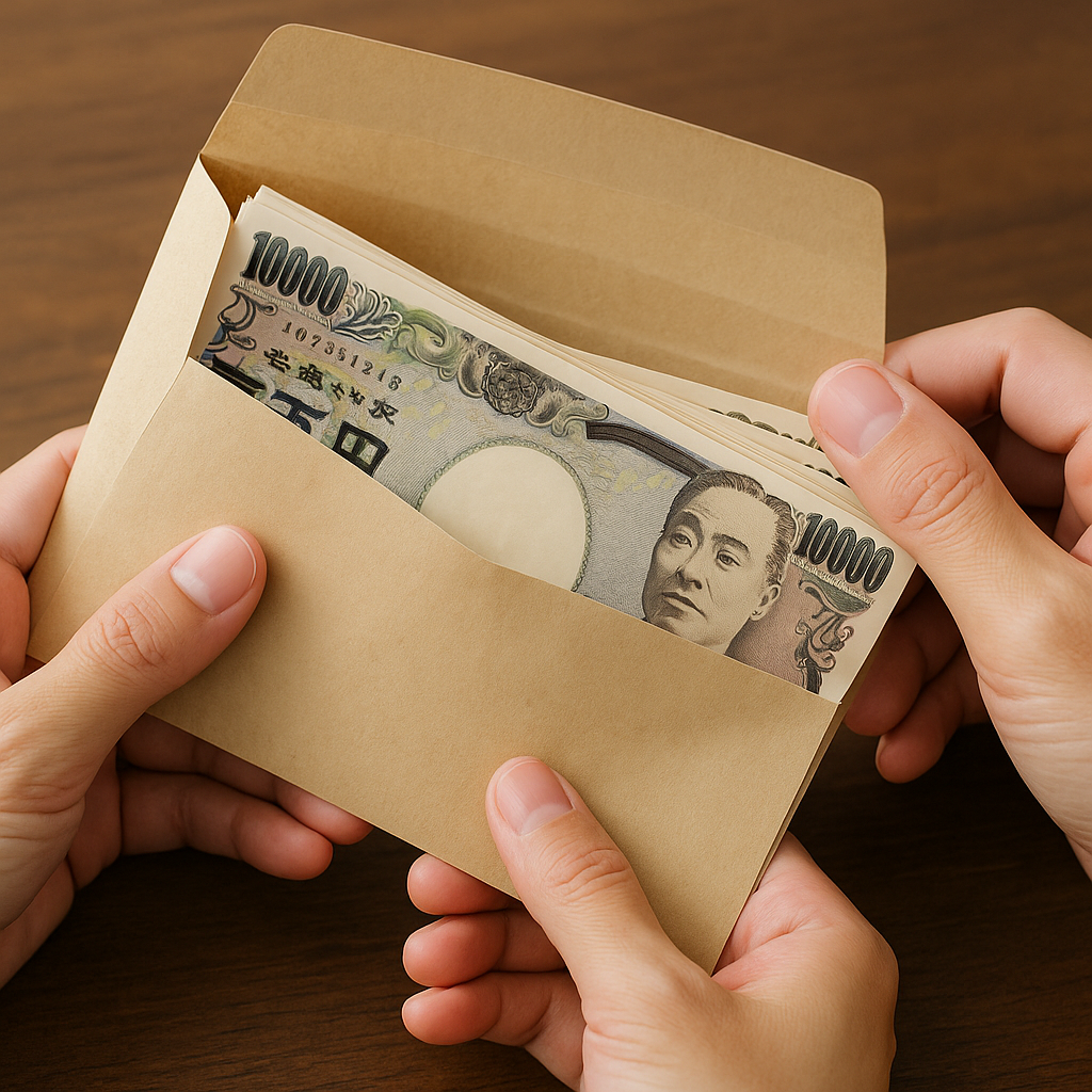 封筒にお金が入っている様子