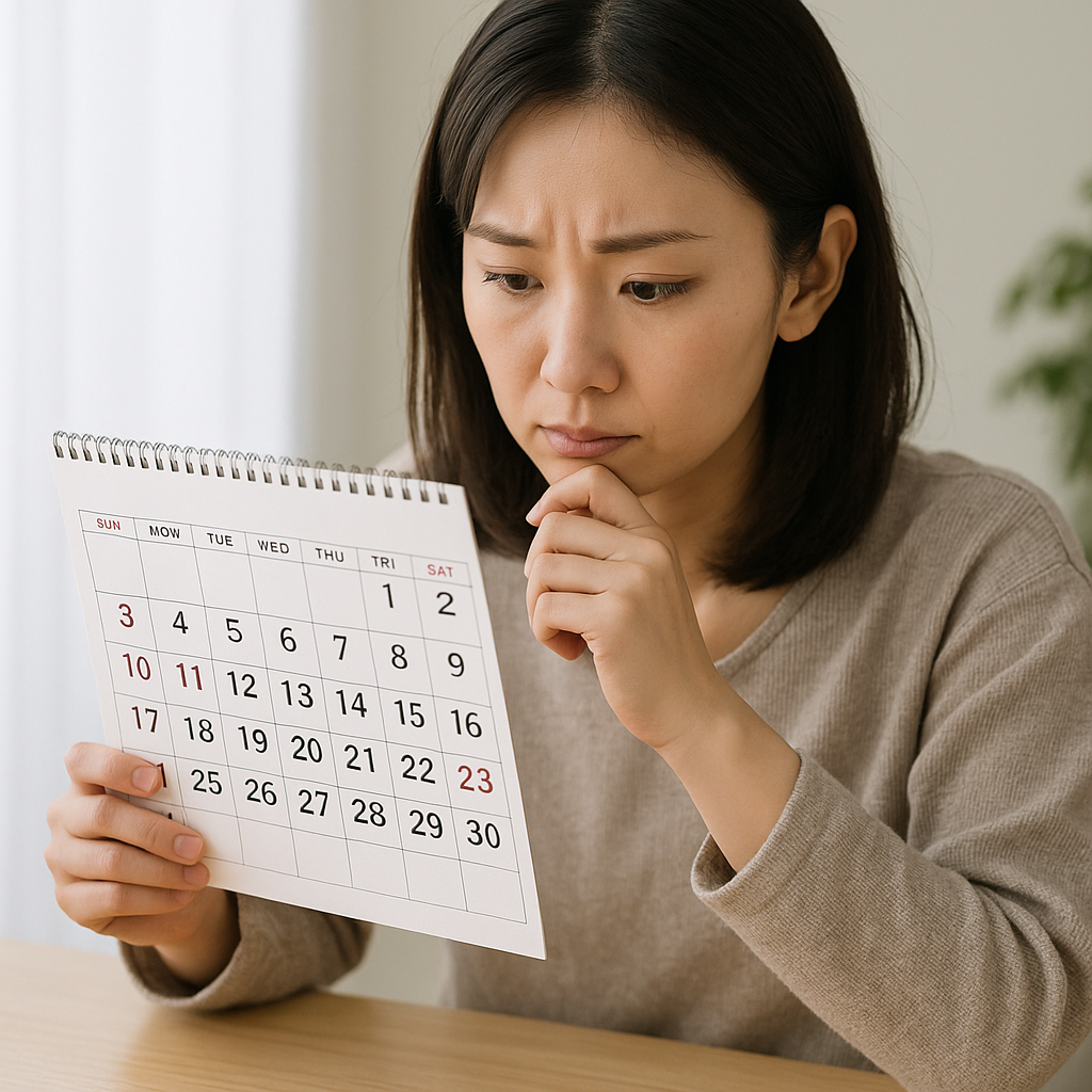 カレンダーを見ている女性