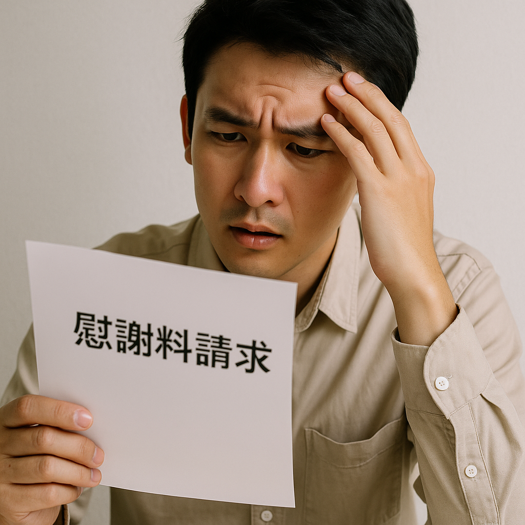 慰謝料請求の通知が来て困っている人の様子