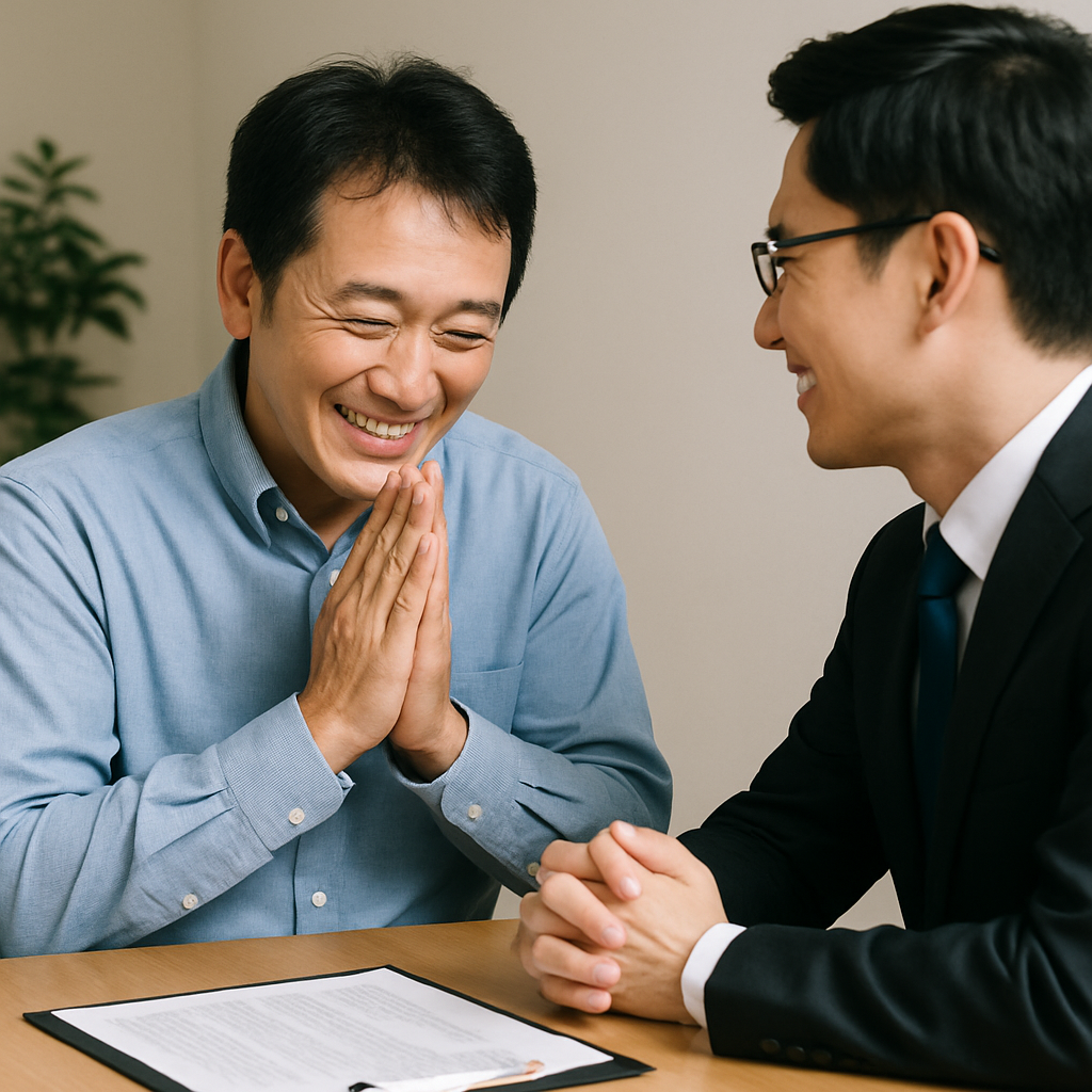 弁護士に感謝している様子