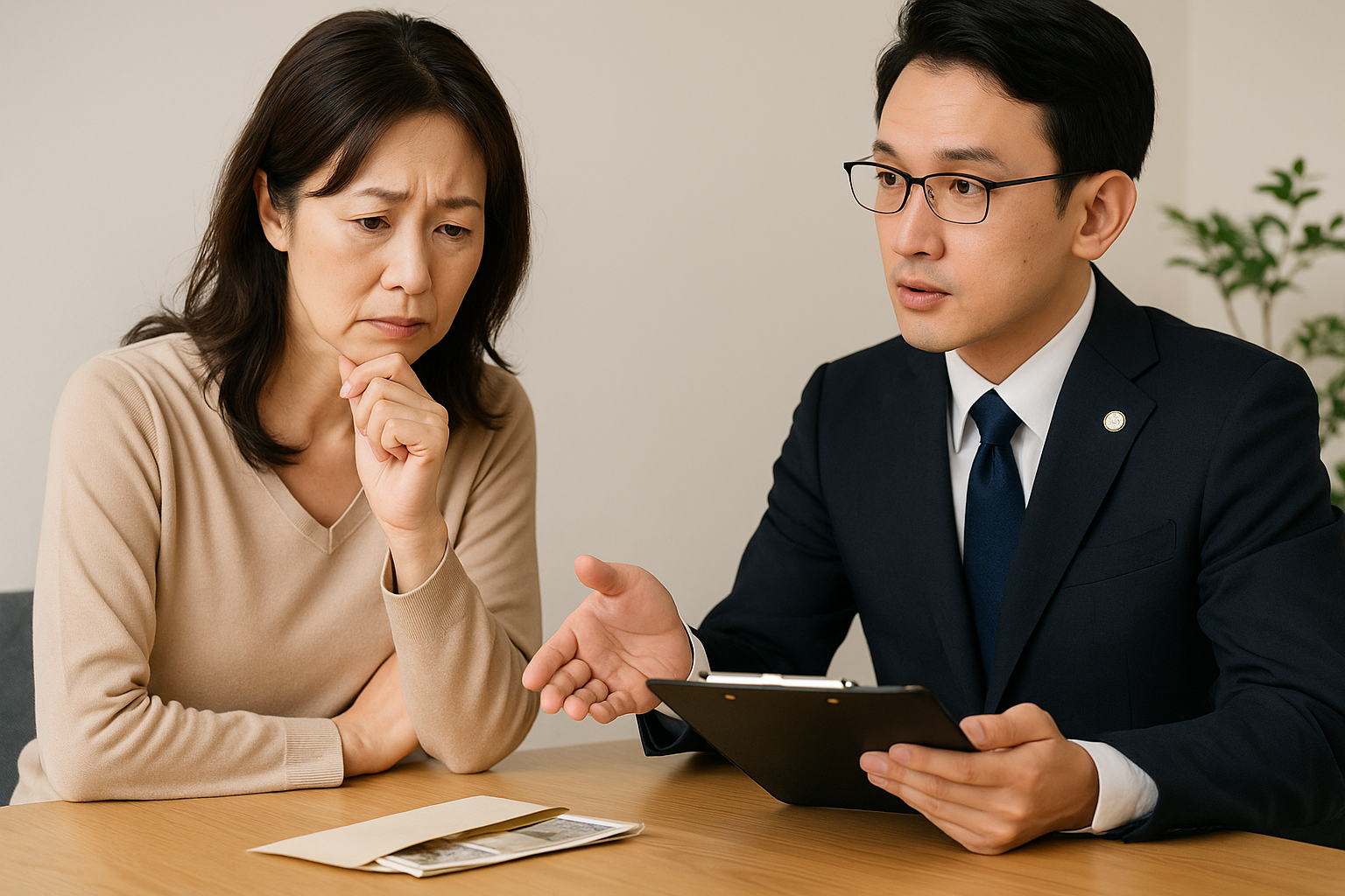 弁護士に相談している様子