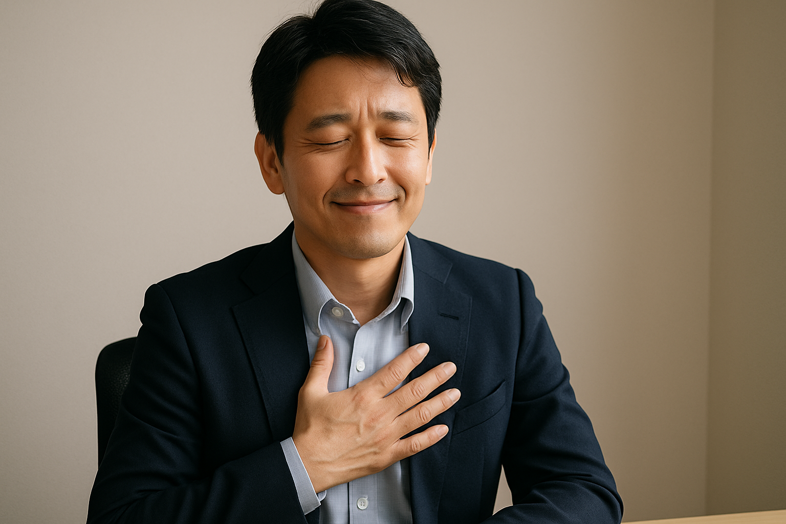 安心している男性