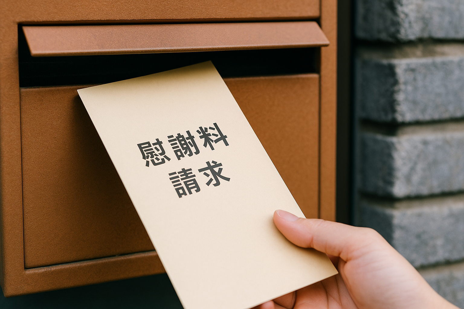 慰謝料請求書がポストに入っている様子