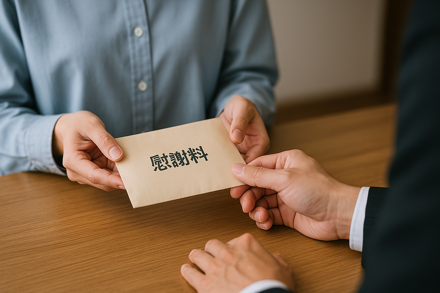 慰謝料を受け取っている人の様子