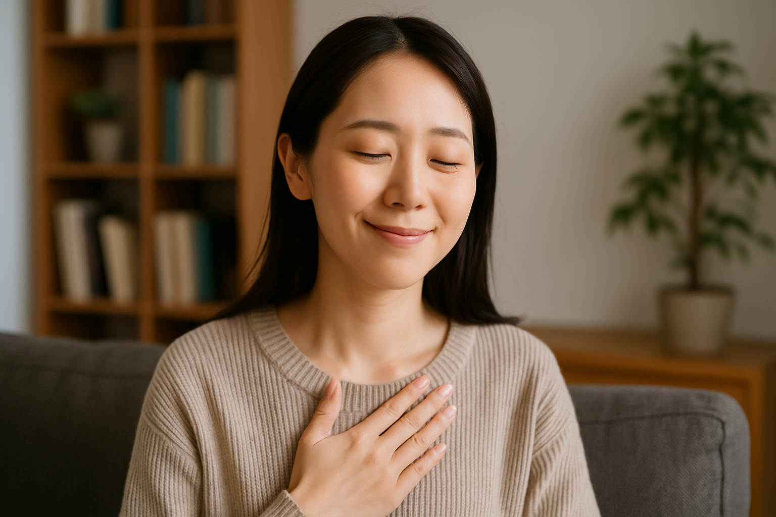 安心している女性