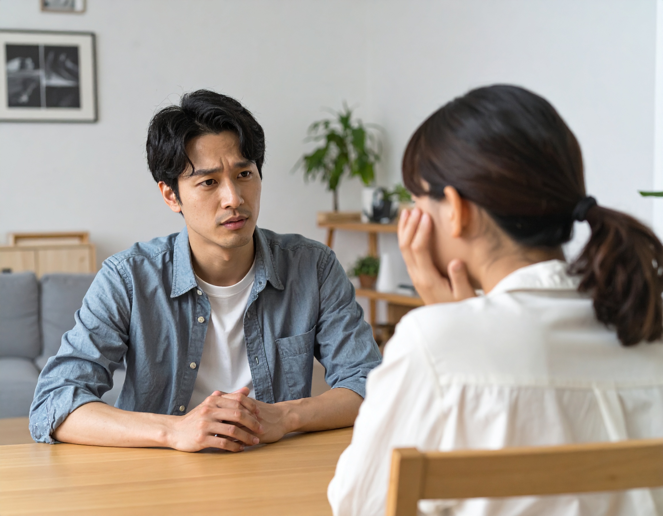話し合う夫婦