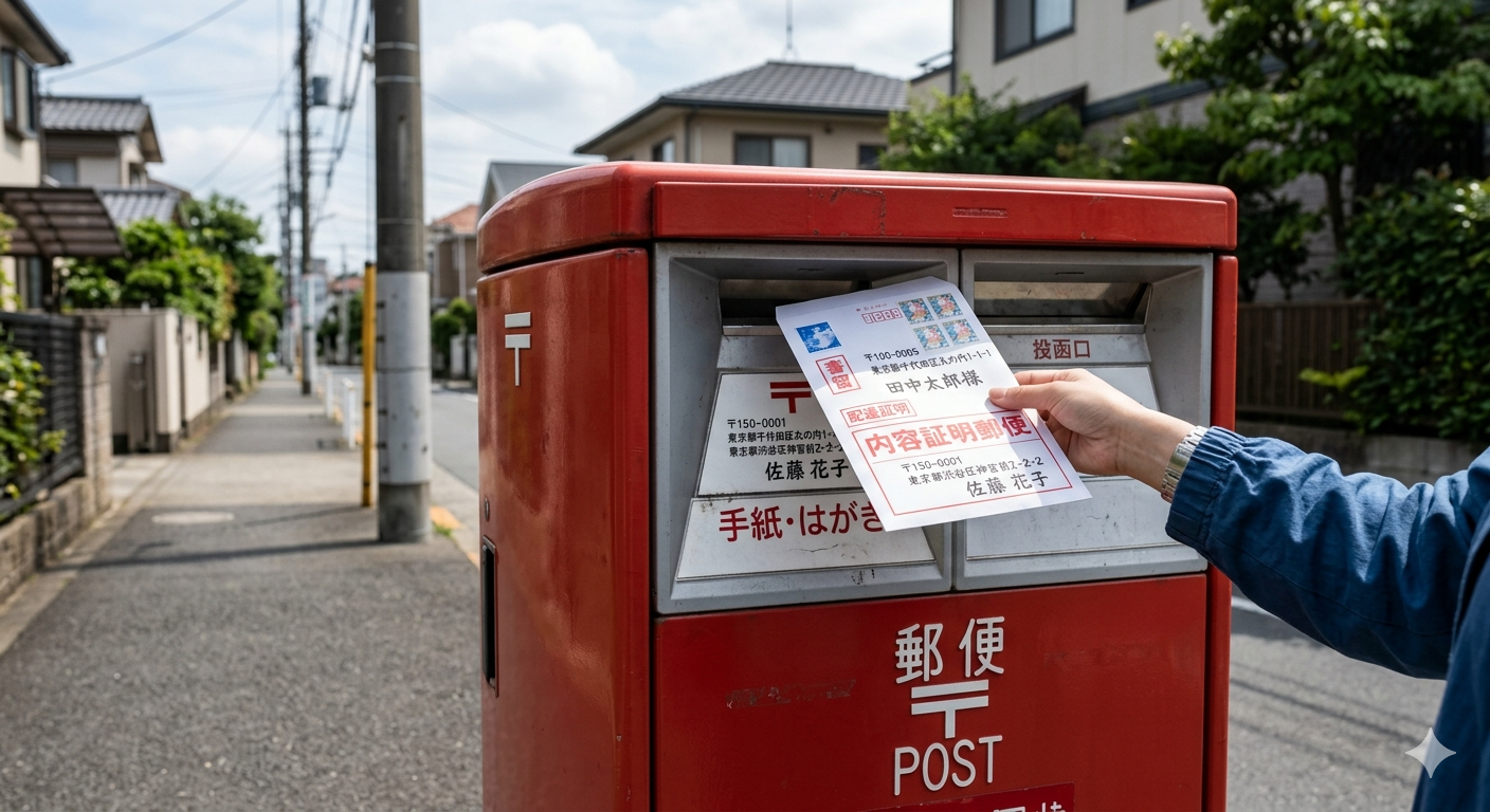 ポストに投函している様子