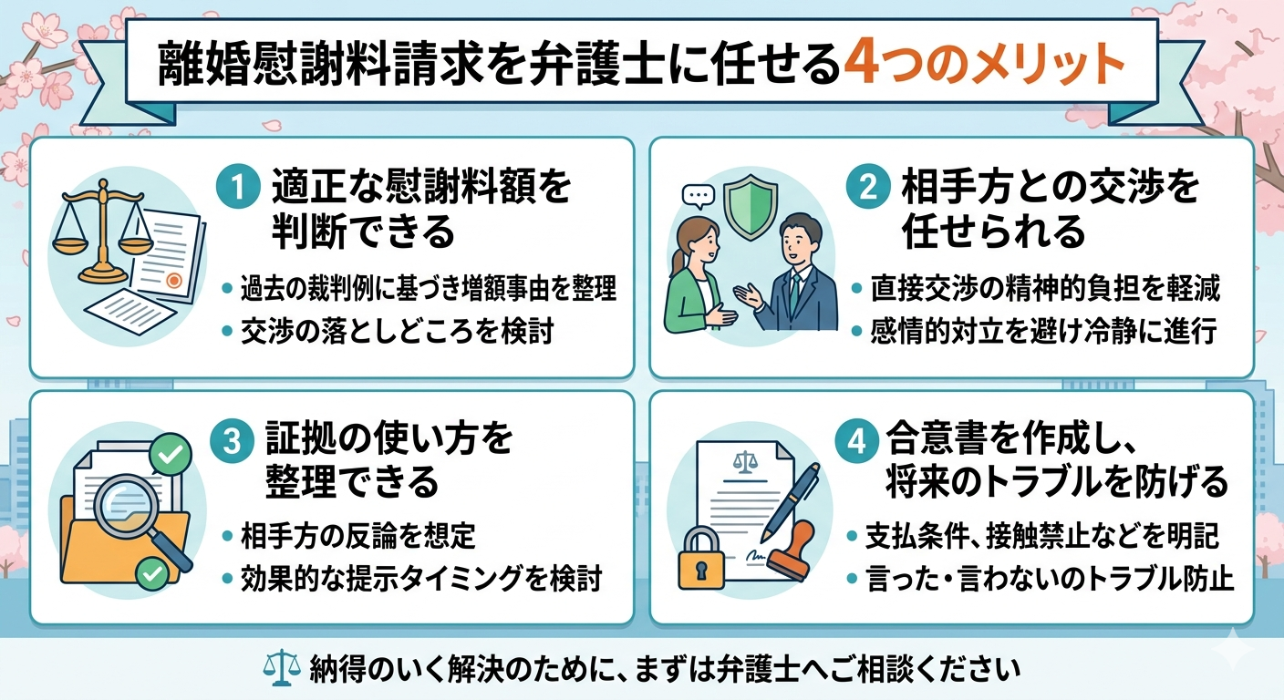 離婚慰謝料請求を弁護士に任せるメリット