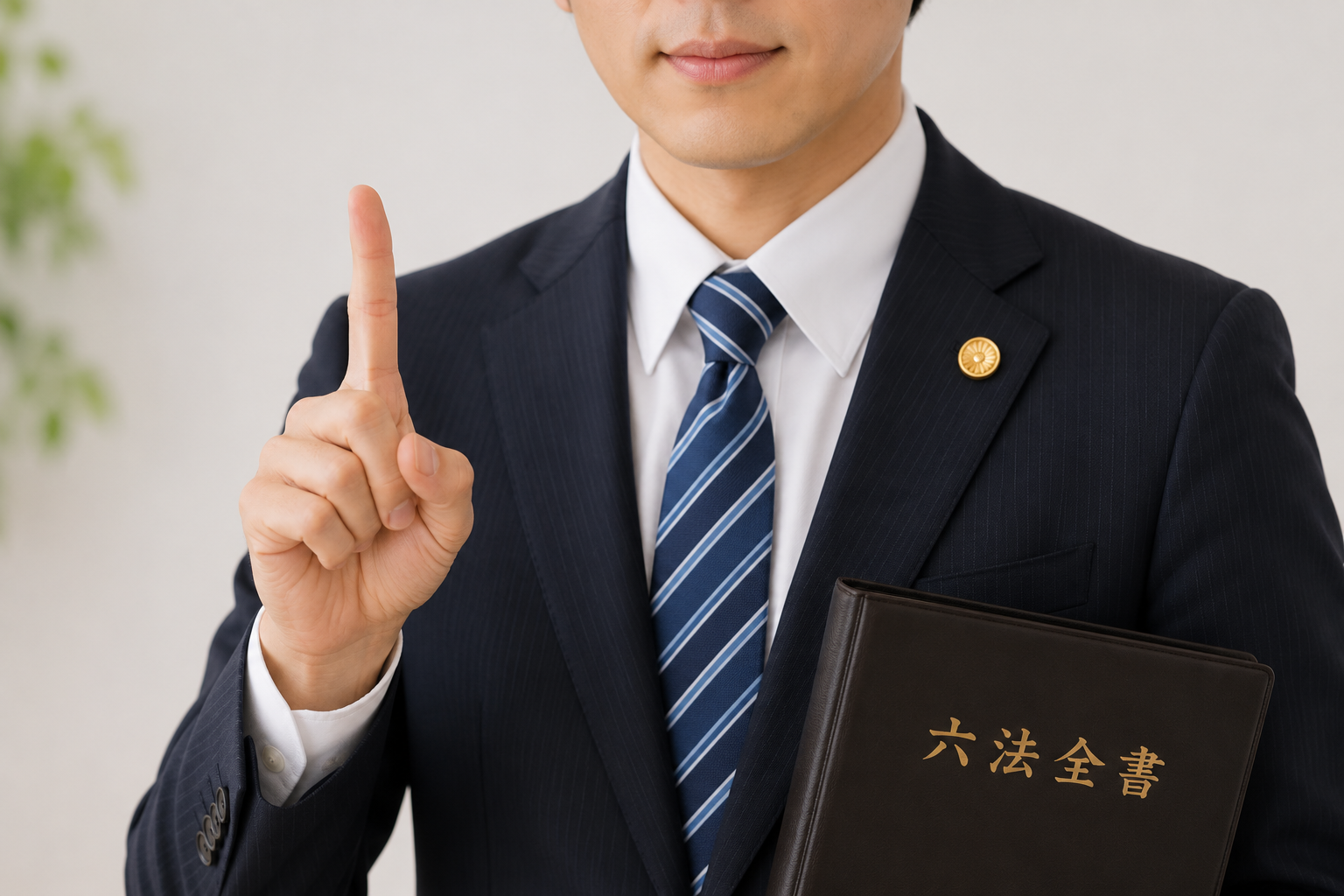 弁護士が人差し指を立てている様子