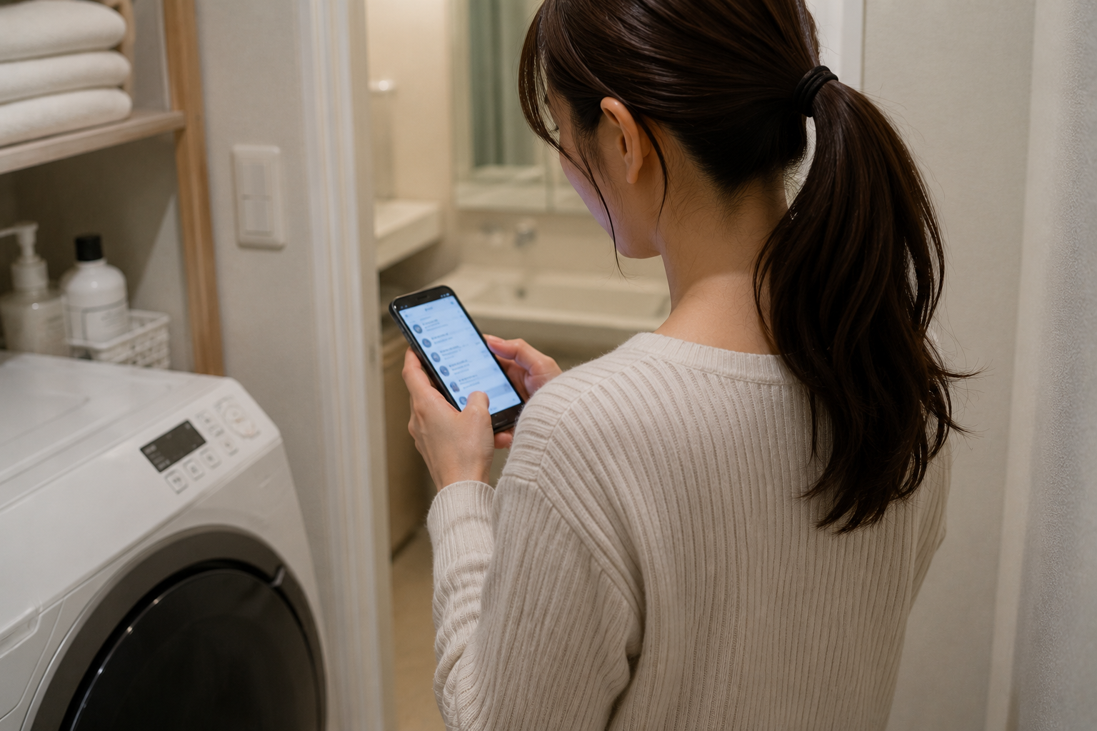 スマホを見ている女性