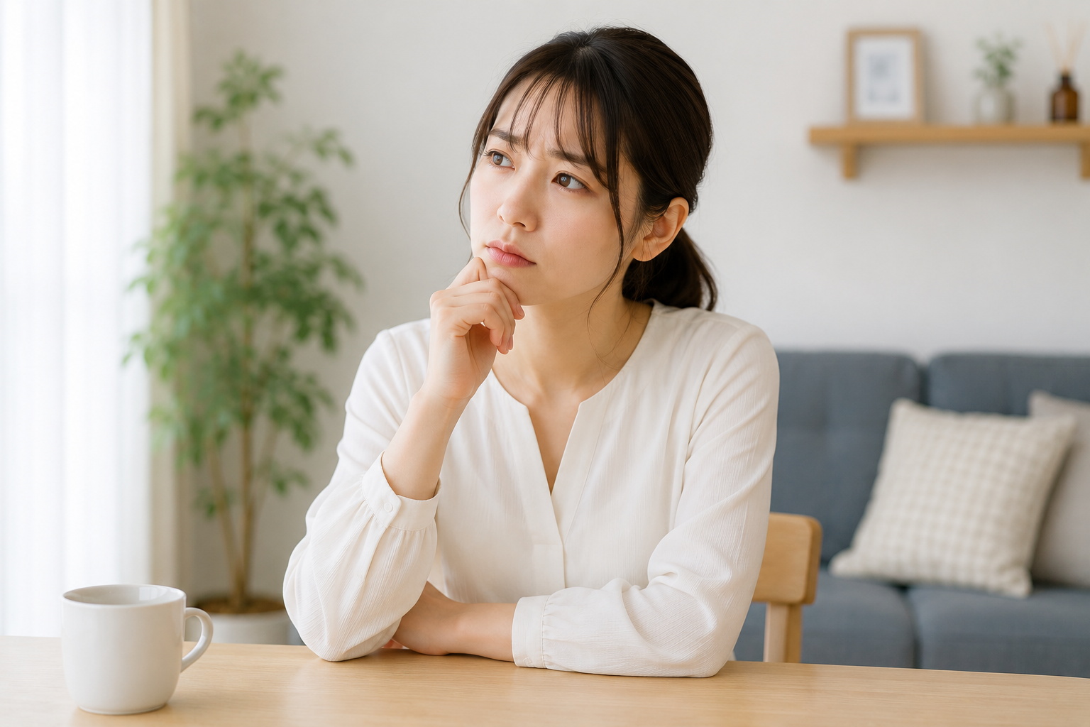 考え事をしている女性