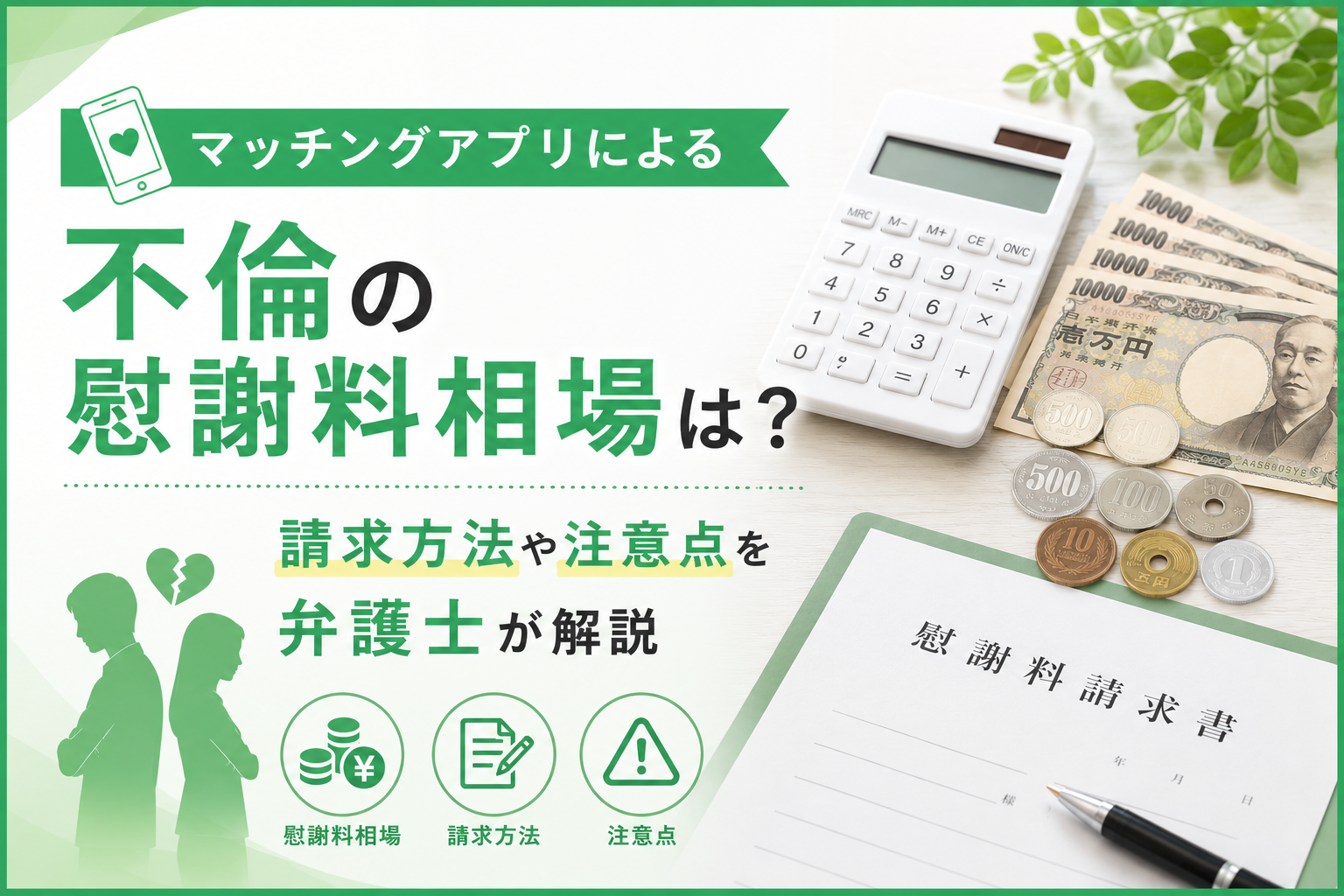 マッチングアプリによる不倫慰謝料相場は?請求方法や注意点を弁護士が解説