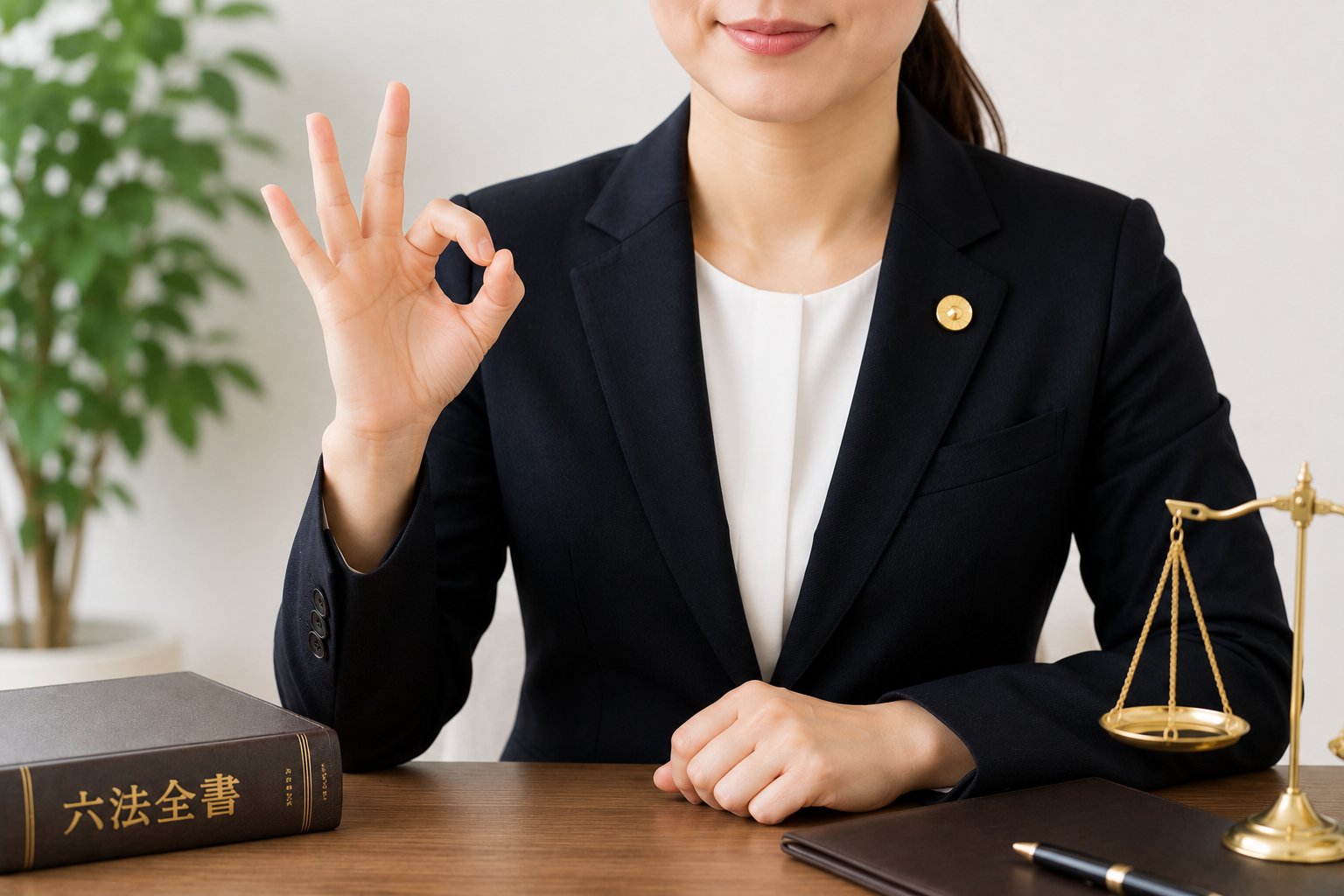 弁護士がOKサインをしている様子