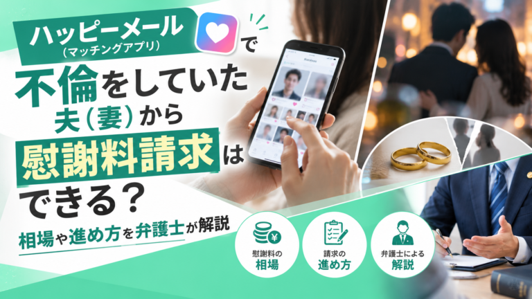 ハッピーメール（マッチングアプリ）で不倫をしていた夫（妻）から慰謝料請求はできる？相場や進め方を弁護士が解説
